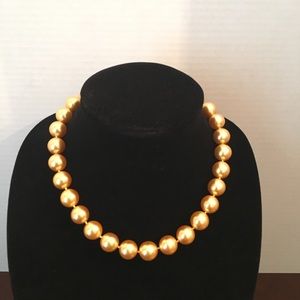 Gold large pearl necklace with rhinestone